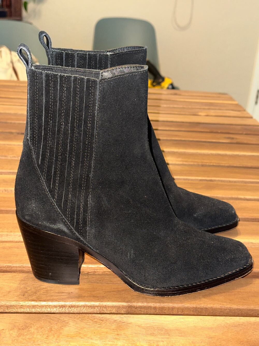 PAIGE Black Suede Ankle Boots with Block Heel 6.5